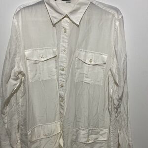 Lauren Ralph Lauren Men's White Collared Long Sleeve Button Up Shirt Size XL